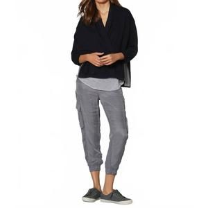 NEW LABEL+THREAD women's poolside pullover top in navy/thunder